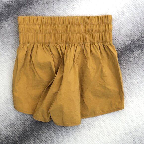 Champion Womens M Mustard Smocked High Waist Running Yoga Athletic Shorts - Picture 3 of 9